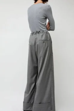 Virgin Wool Tailored Shared Pants in Gray