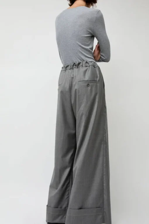 Virgin Wool Tailored Shared Pants in Gray
