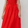 Viscose Gathered Dress in Coral