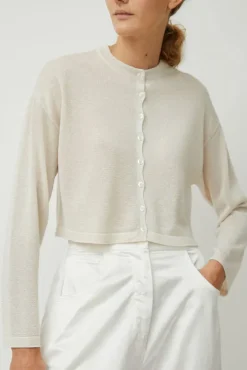 Viscose Shimmery Cardigan in White