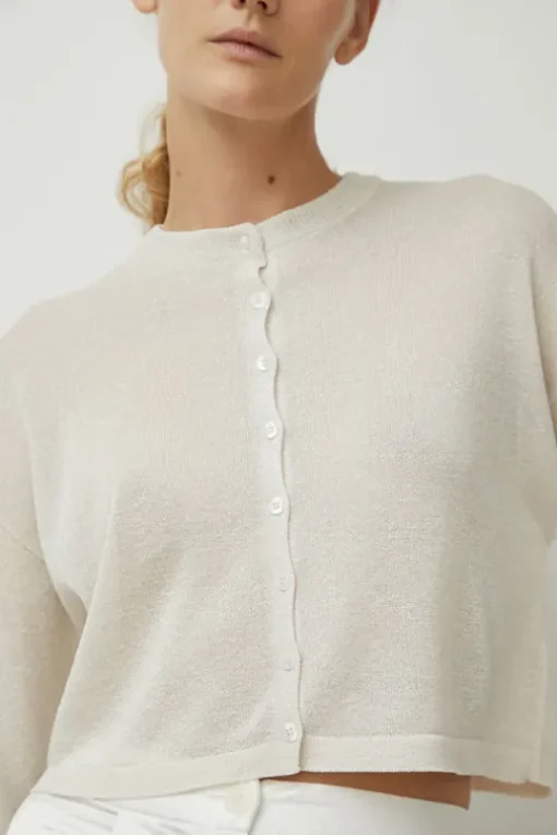 Viscose Shimmery Cardigan in White