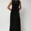 Washed Velvet Long Dress in Black