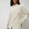 Washed Velvet Long Shirt in Ivory