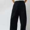 Wes Pleat Pant in Black Warp and Indigo Weft