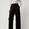 Wool Blend Cargo Pants in Black