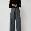 Wool Blend Cargo Pants in Gray