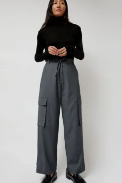Wool Blend Cargo Pants in Gray
