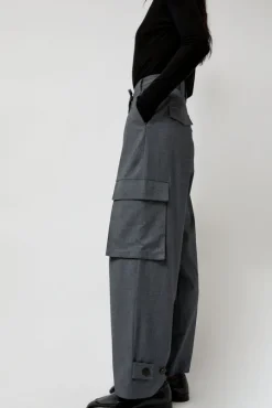 Wool Blend Cargo Pants in Gray