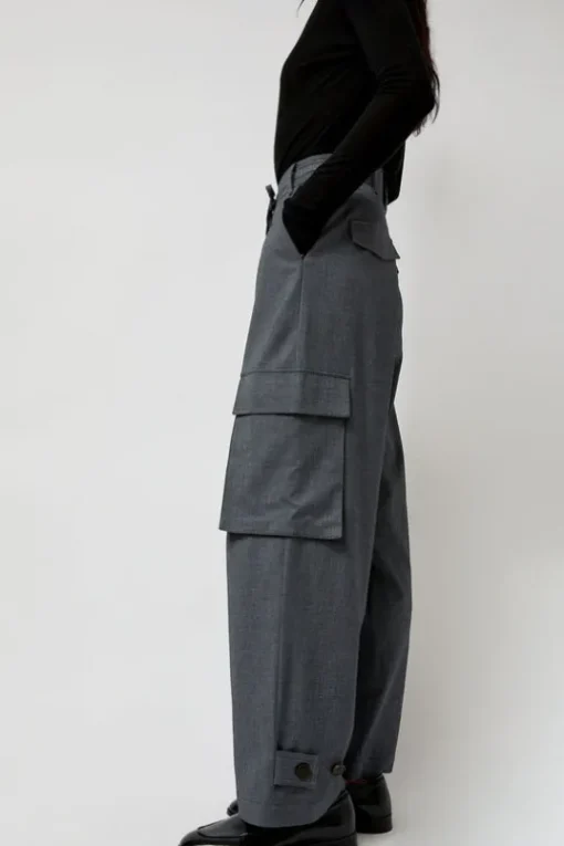 Wool Blend Cargo Pants in Gray