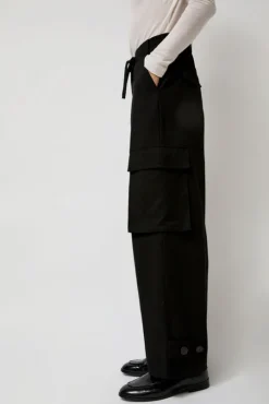 Wool Blend Cargo Pants in Black