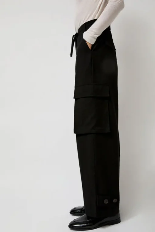 Wool Blend Cargo Pants in Black