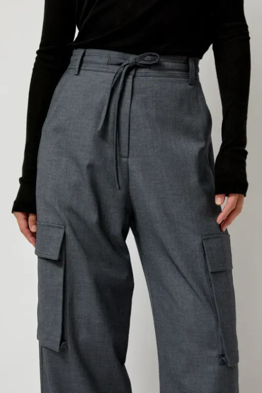 Wool Blend Cargo Pants in Gray