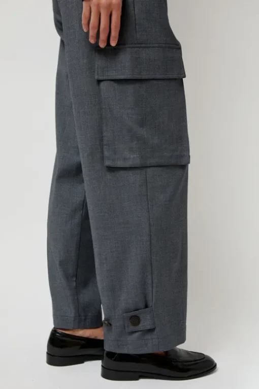 Wool Blend Cargo Pants in Gray