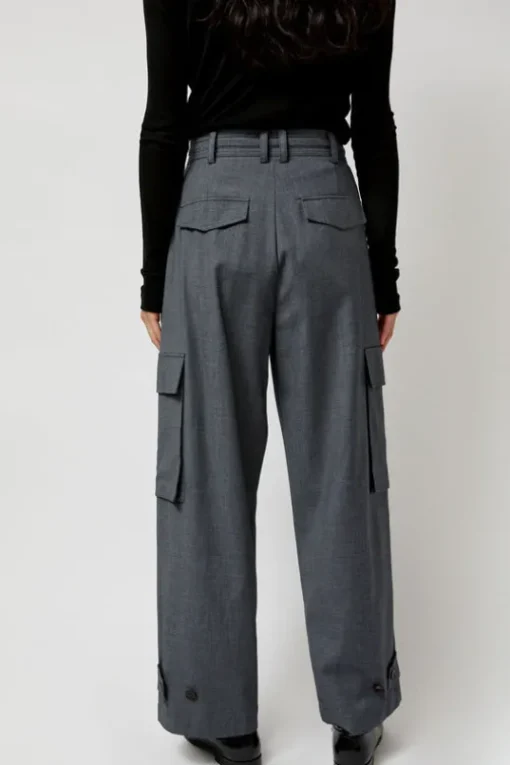 Wool Blend Cargo Pants in Gray