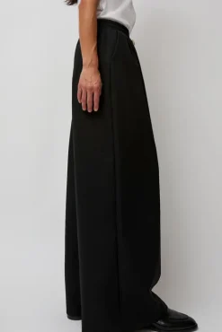 Wool Drawstring Pants in Black