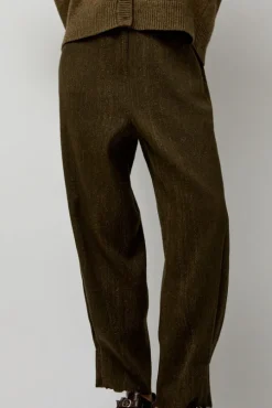 Wool Linen Canvas Trousers in Green