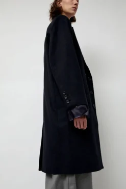 Wool Single Breasted Coat in Navy