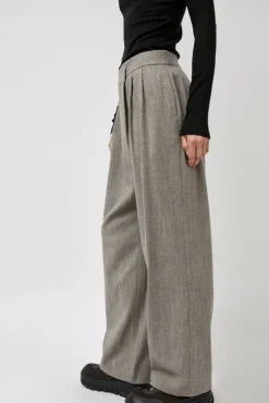 Wool Tweed Wrap Pants in Grey