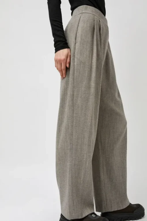 Wool Tweed Wrap Pants in Grey