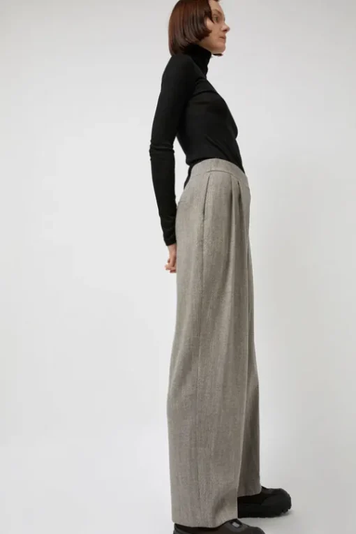Wool Tweed Wrap Pants in Grey