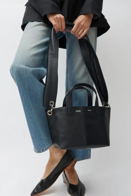 XS Pratique Bigout Bag in Black PVC and Black Leather